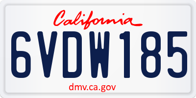 CA license plate 6VDW185