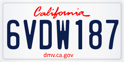 CA license plate 6VDW187