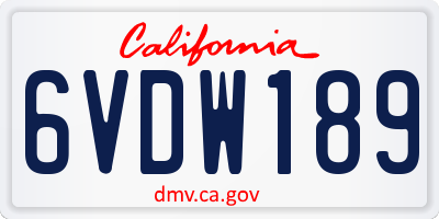 CA license plate 6VDW189