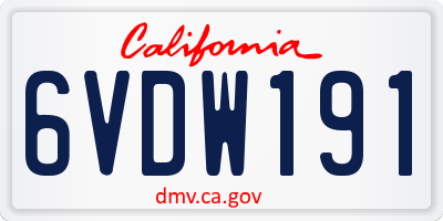 CA license plate 6VDW191