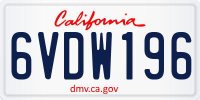 CA license plate 6VDW196