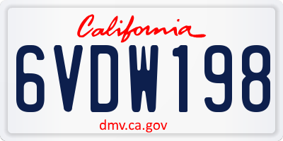 CA license plate 6VDW198