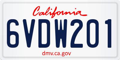 CA license plate 6VDW201