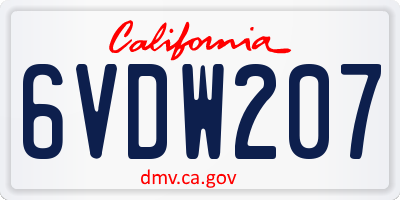 CA license plate 6VDW207
