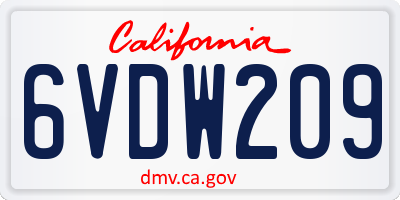 CA license plate 6VDW209