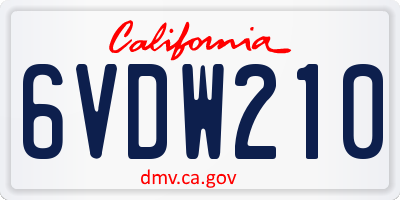 CA license plate 6VDW210