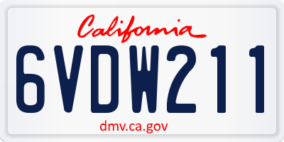 CA license plate 6VDW211