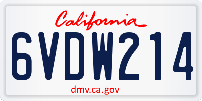 CA license plate 6VDW214