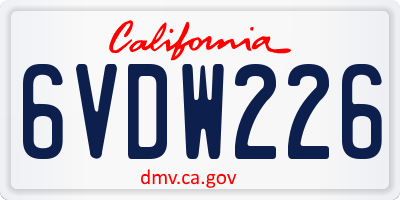 CA license plate 6VDW226