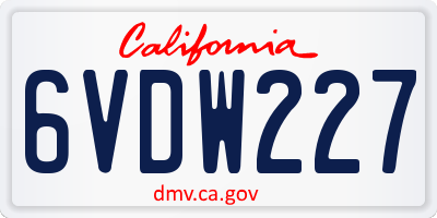 CA license plate 6VDW227