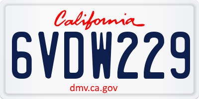 CA license plate 6VDW229