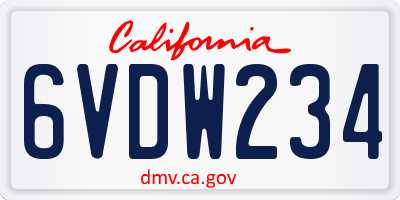 CA license plate 6VDW234