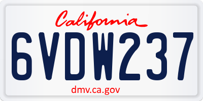 CA license plate 6VDW237
