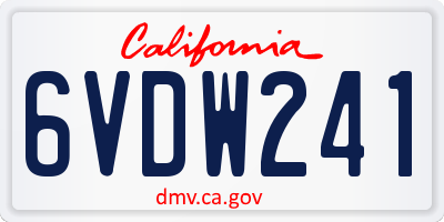 CA license plate 6VDW241