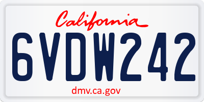 CA license plate 6VDW242