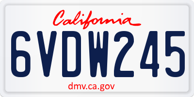 CA license plate 6VDW245