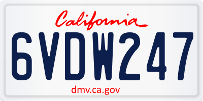 CA license plate 6VDW247