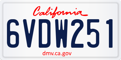 CA license plate 6VDW251