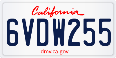 CA license plate 6VDW255