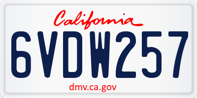 CA license plate 6VDW257