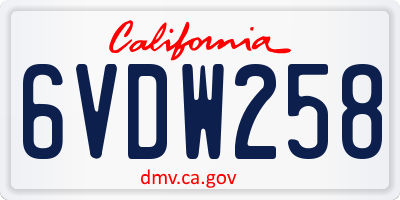 CA license plate 6VDW258