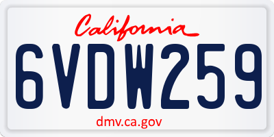 CA license plate 6VDW259