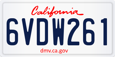 CA license plate 6VDW261