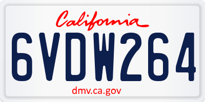 CA license plate 6VDW264