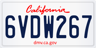 CA license plate 6VDW267