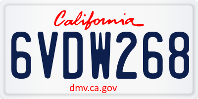 CA license plate 6VDW268