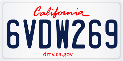 CA license plate 6VDW269