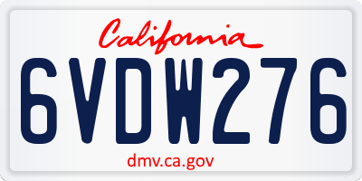 CA license plate 6VDW276