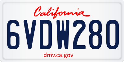 CA license plate 6VDW280
