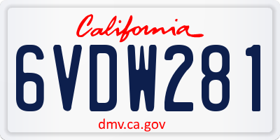 CA license plate 6VDW281