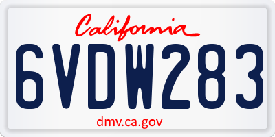 CA license plate 6VDW283