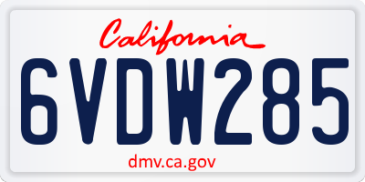 CA license plate 6VDW285