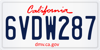 CA license plate 6VDW287