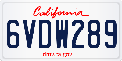 CA license plate 6VDW289