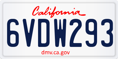 CA license plate 6VDW293