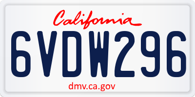 CA license plate 6VDW296