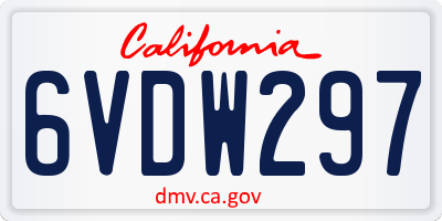 CA license plate 6VDW297