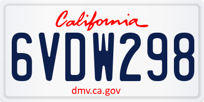 CA license plate 6VDW298