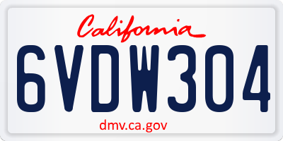 CA license plate 6VDW304
