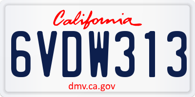 CA license plate 6VDW313