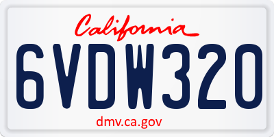 CA license plate 6VDW320