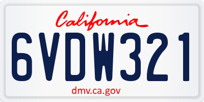 CA license plate 6VDW321
