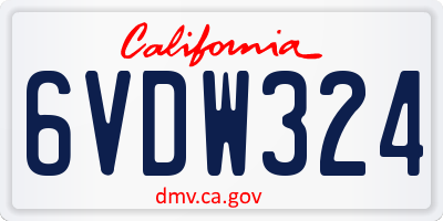 CA license plate 6VDW324