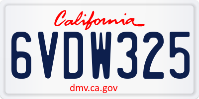 CA license plate 6VDW325