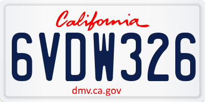 CA license plate 6VDW326
