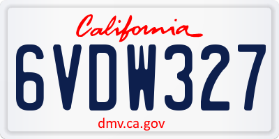 CA license plate 6VDW327